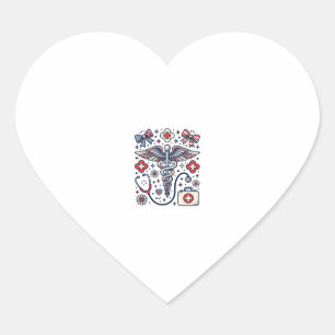 Sticker Cœur Caducée Médical Vintage Nurse Patriotique Vecteur 