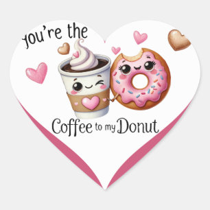 Sticker Cœur Café Cute Kawaii et beignets