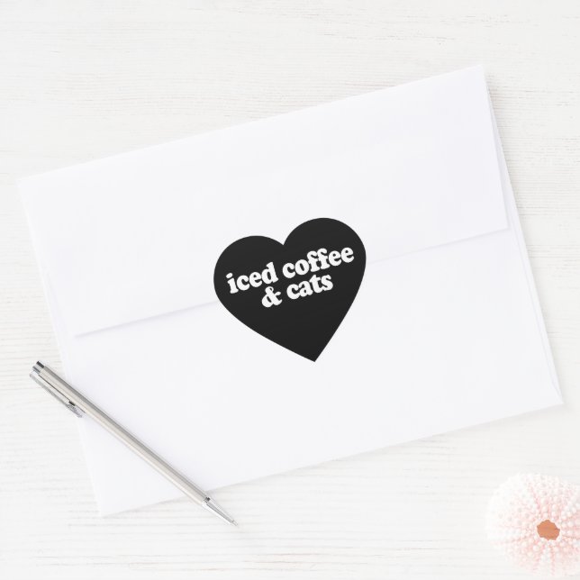 Sticker Cœur Café Et Chats Glacés (Enveloppe)