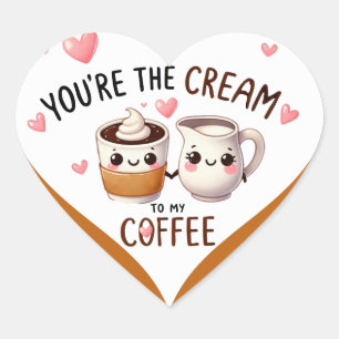 Sticker Cœur Café et crème Cute Kawaii