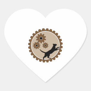 Sticker Cœur cage à moteur pour chien avec roues