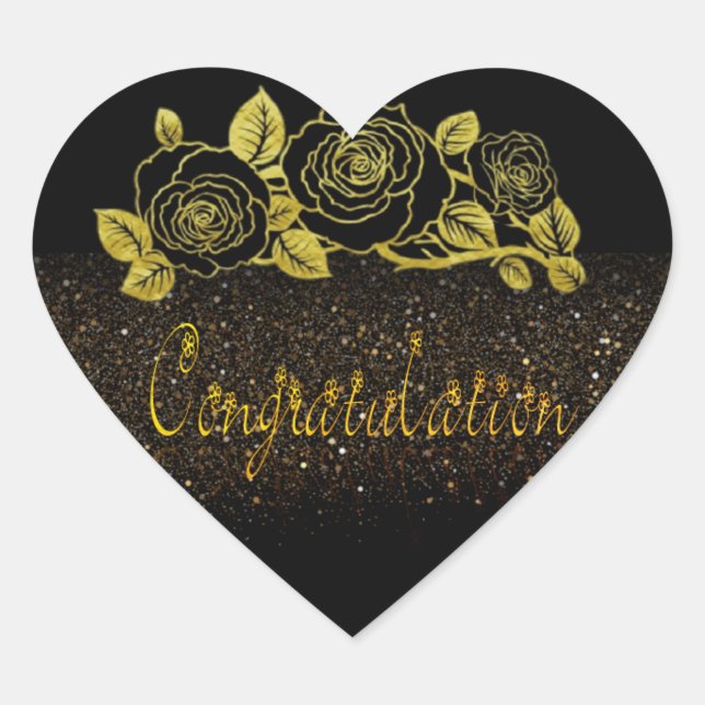 Sticker Cœur Calcomanía de corazón con felicidades dordo (Devant)