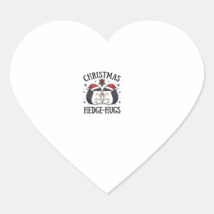 Sticker Cœur Calins de Noël Hérisson Mignon Design de Vacances