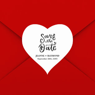 Sticker Cœur Calligraphie Romantique Faire-Part de Mariage "Sav