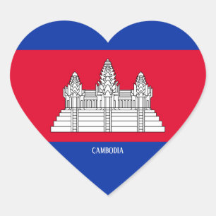 Sticker Cœur Cambodge Drapeau splendide patriotique