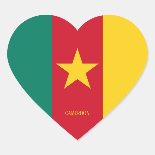 Sticker Cœur Cameroun Drapeau patriotique (Devant)