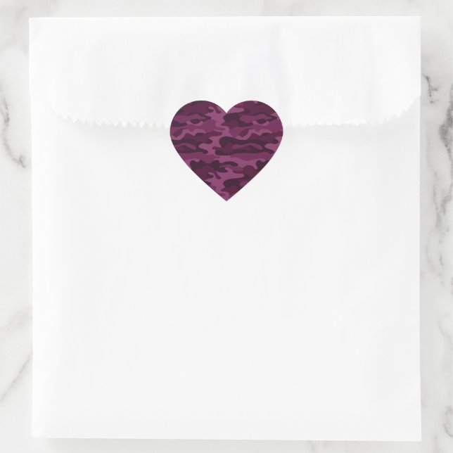 Sticker Cœur Camo de couleur violette tyrienne (Sac)
