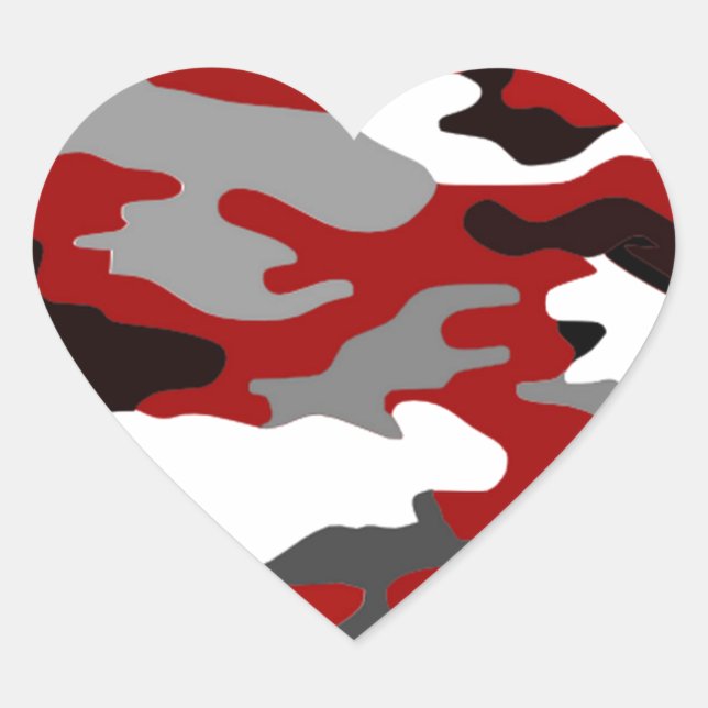 Sticker Cœur Camo Red Shadows (Devant)