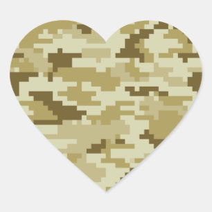 Sticker Cœur Camouflage 8 bits pour désert numérique / Camo