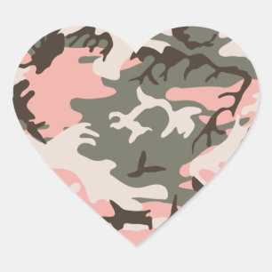 Sticker Cœur Camouflage rose