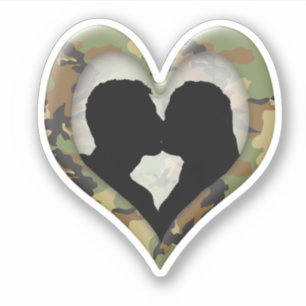 Sticker Cœur camouflé avec couple s'embrassant