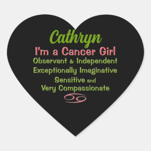 Sticker Cœur Cancer Girl Zodiac personnalisé