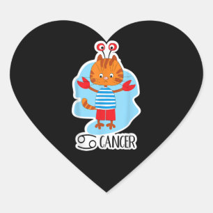 Sticker Cœur Cancer Zodiac Sign Cute Cat Astrology Horoscope