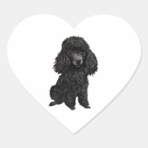 Sticker Cœur Caniche noir (#3)