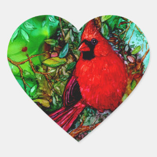 Sticker Cœur Cardinal dans l'arbre