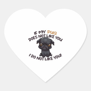 Sticker Cœur Carlin en colère (noir) - Design unique