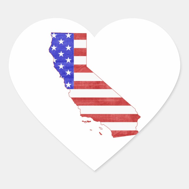 Sticker Cœur Carte de l'état de la silhouette californienne USA (Devant)