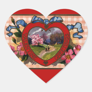 Sticker Cœur Cartes de vœux vintage pour la Saint-Valentin Cœur