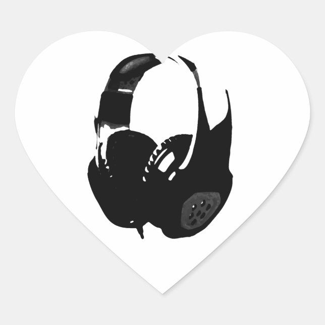 Sticker Cœur Casque Pop Art (Devant)