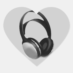 Sticker Cœur Casque Pop Art