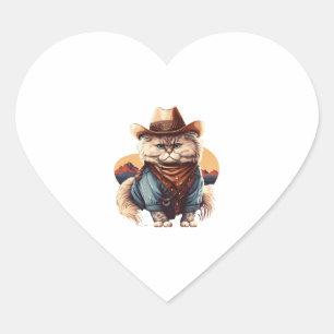 Sticker Cœur Cat Cowboy Casquette meow Cowboy Cat Meme