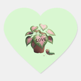Sticker Cœur Caterpillar and Heart-shaped Leaves