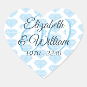 Sticker Cœur Célébration de diamant de 60e anniversaire de mari
