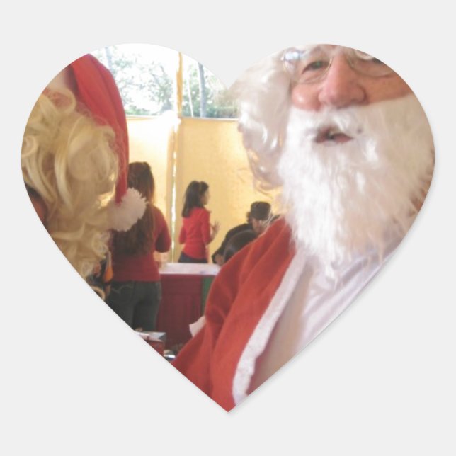 Sticker Cœur Célébration de Noël de père Noël et Mme Claus - Fe (Devant)