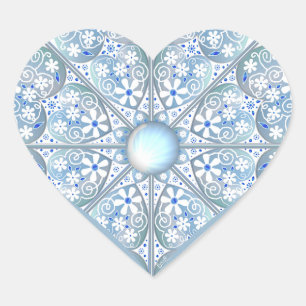 Sticker Cœur Céramique Lace Bleu clair