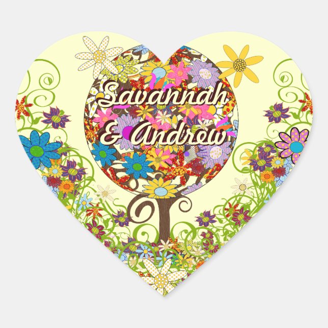 Sticker Cœur Cercle de Forêt Magique de l'Amour Mariage d'arbre (Devant)