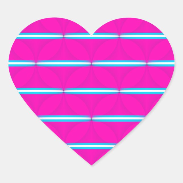 Sticker Cœur Cercle rose chaud Pois Diamond Turquoise Stripes (Devant)