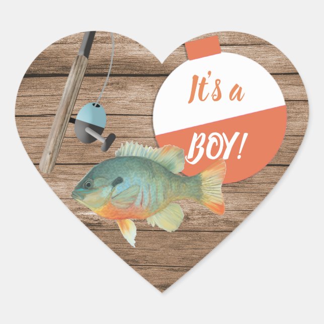 Sticker Cœur C'est un garçon Baby shower de pêche Classic Round (Devant)