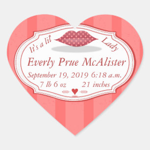 Sticker Cœur C'est une Lil' Lady Hipster Vintage Retro Baby Gir