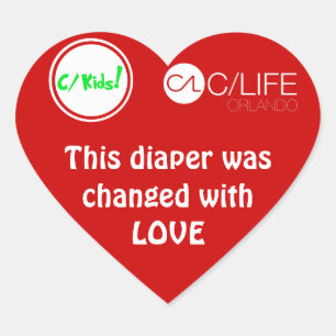 Sticker Cœur Cette couche-culotte a été changée avec amour