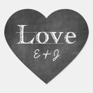 Sticker Cœur Chalkboard Love Monogramme Enveloppe Coeur Phoques