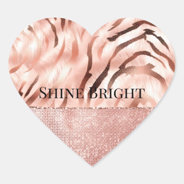 Sticker Cœur Champagne rose Rose Glam Zebra (Devant)