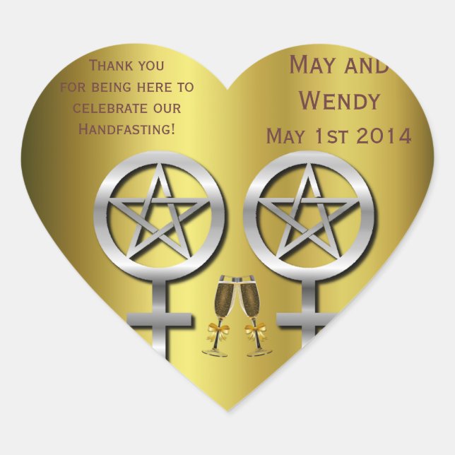 Sticker Cœur Champagne Toast Lesbian Handfast Heart (Devant)