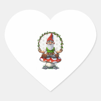 Sticker Cœur Champignons Gnome Yoga