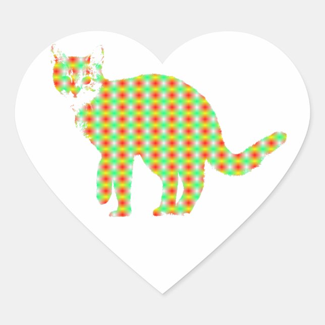 Sticker Cœur Chat à motifs (Devant)