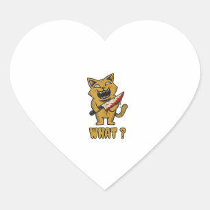 Sticker Cœur Chat ce _ Drôle chat déplaisant avec couteau