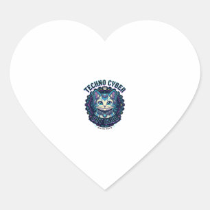 Sticker Cœur Chat Cyber Techno Drôle Conception Amateur de Chat
