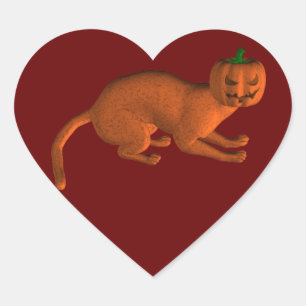 Sticker Cœur Chat de tigre d'Halloween