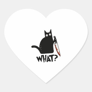 Sticker Cœur Chat d'Halloween Quel Chat noir meurtrier avec cou
