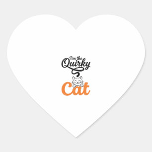 Sticker Cœur Chat drôle Gravure vintage Design pour amateur de