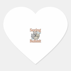 Sticker Cœur Chat Drôle Voyant À Travers Votre Dessin Vintage