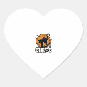 Sticker Cœur Chat effrayant CTRL C Conception vectorielle Hallo