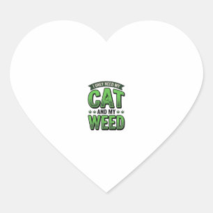 Sticker Cœur Chat et herbe vintage gravure T-Shirt Design_1