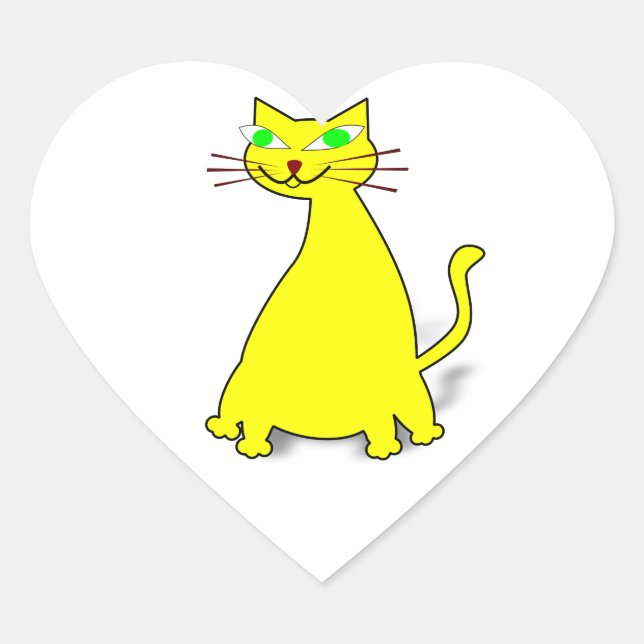 Sticker Cœur Chat gras jaune (Devant)