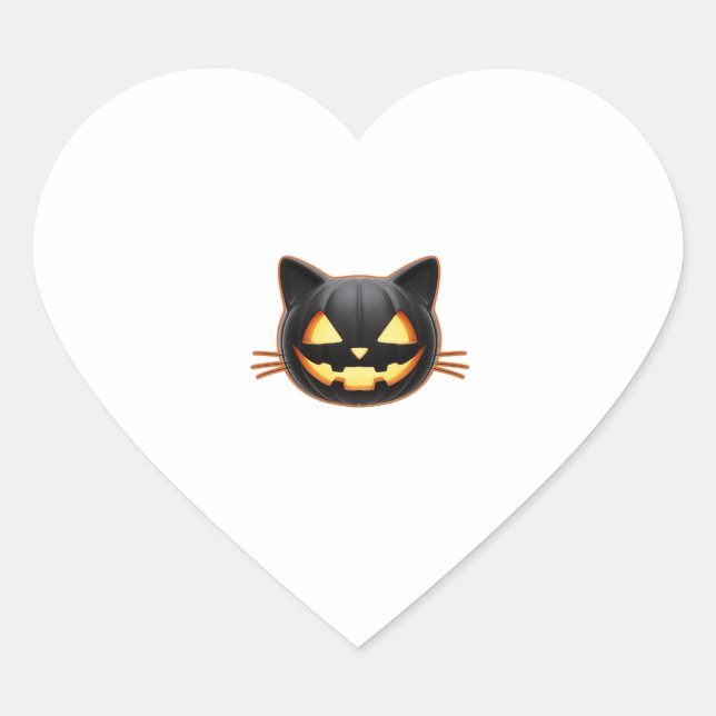 Sticker Cœur Chat noir Jack o'Lantern Emoji T-shirt classique (Devant)