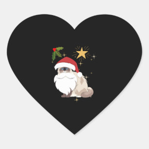 Sticker Cœur Chat Ragdoll de Noël